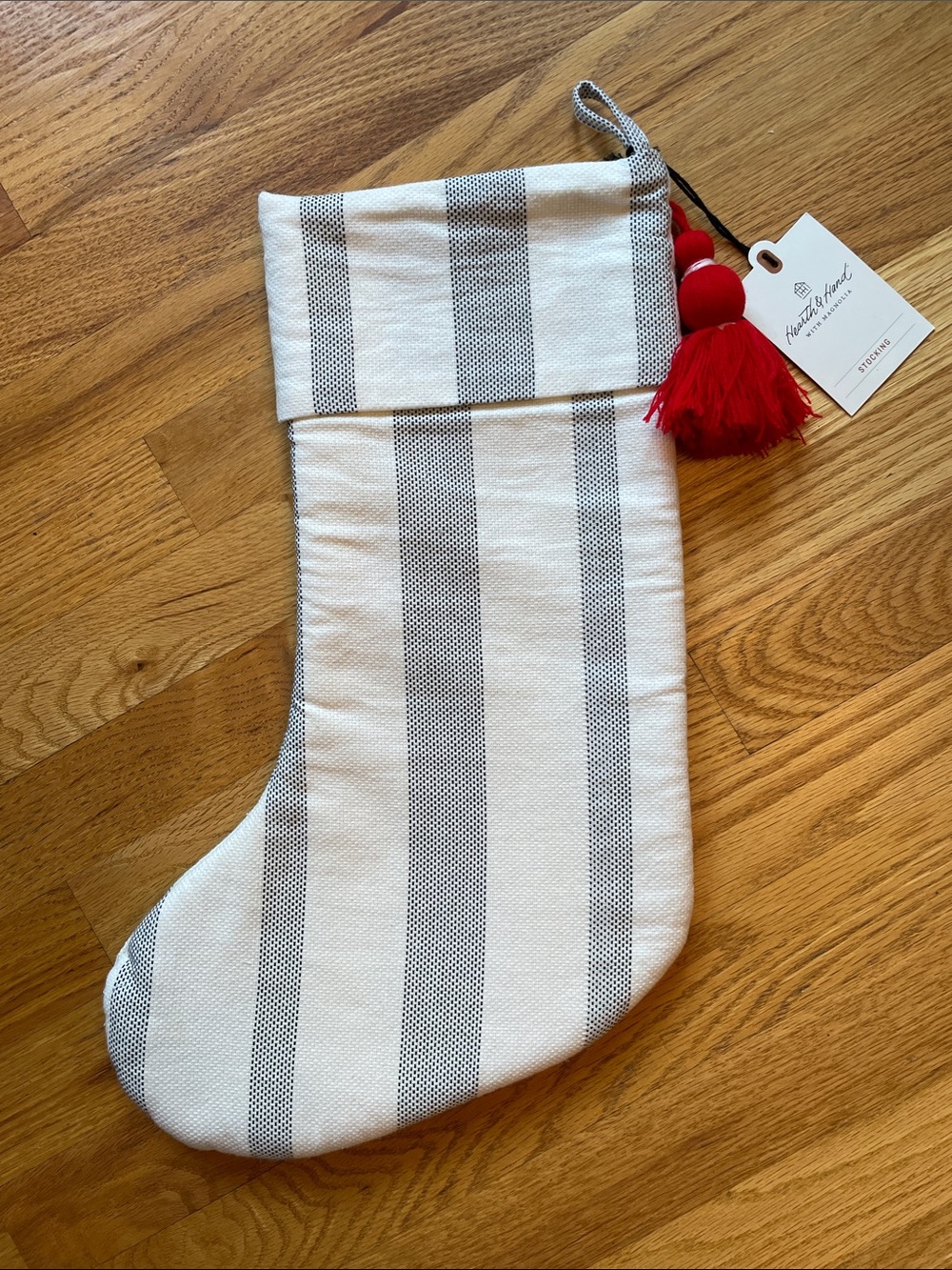 Hearth & Hand with Magnolia Bold Stripes with Red Tassel Holiday Stocking